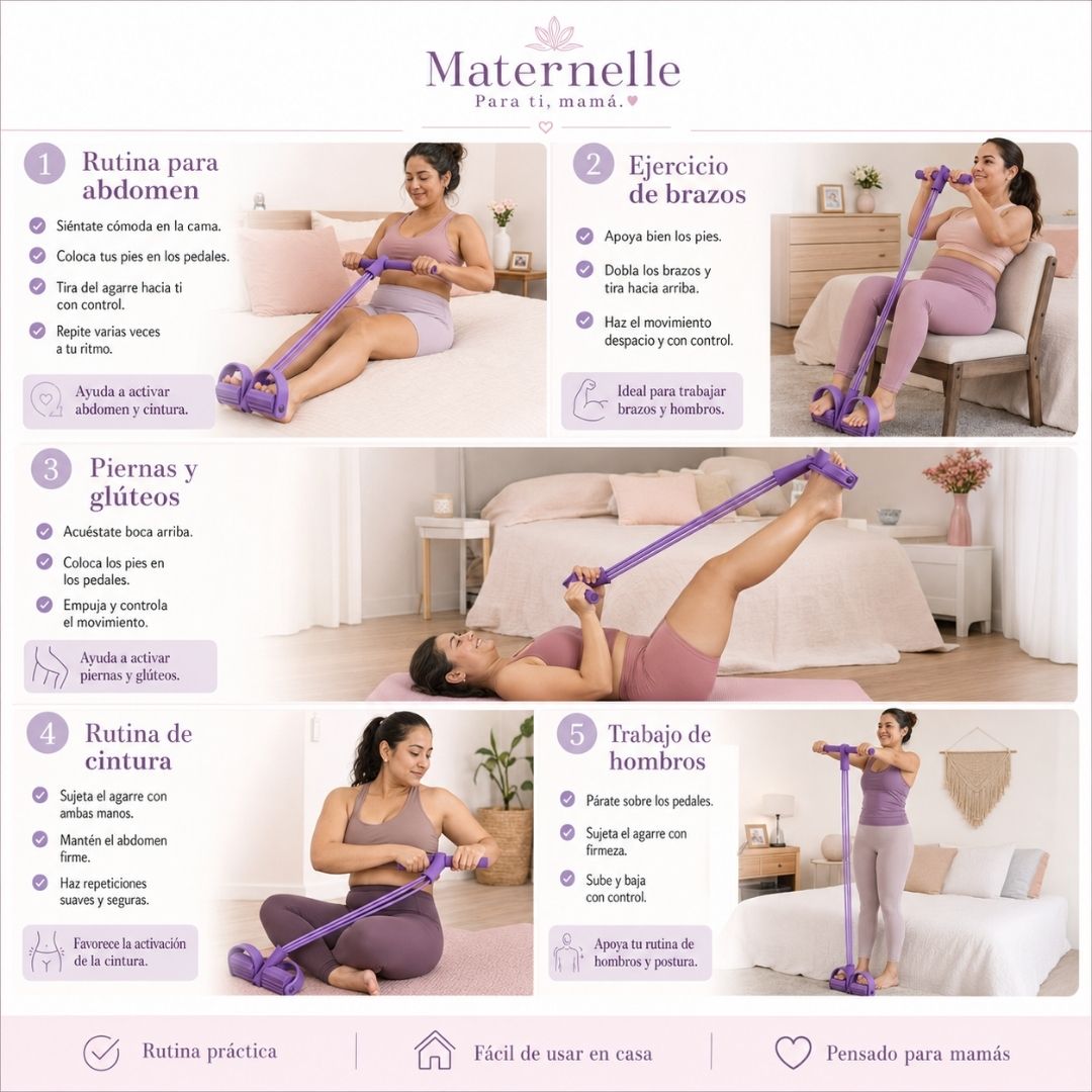 Maternelle™ – Banda de Resistencia 4 Tubos + Guía Digital Postparto GRATIS