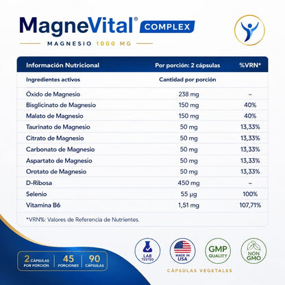 MagneVital Complex | Magnesio 1000 MG · Bienestar Femenino Diario