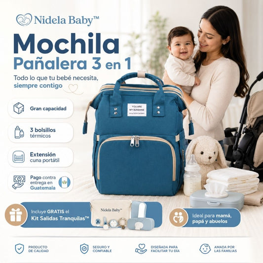 Nidela Baby™ – Mochila Pañalera 3 en 1 🎁 Kit Salidas Tranquilas™ incluido GRATIS