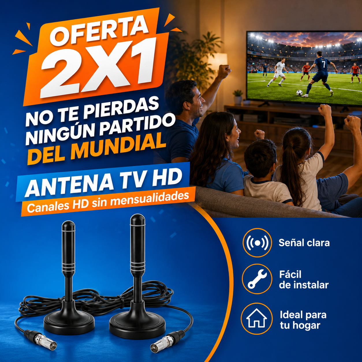 OFERTA 2X1 | Antena TV Gratis - Canales de señal abierta · Sin mensualidades
